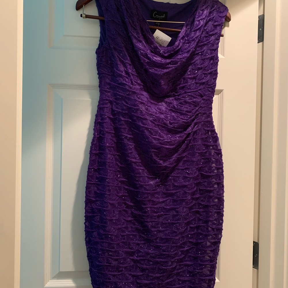 Connected Apparel Textured Purple Mini Dress